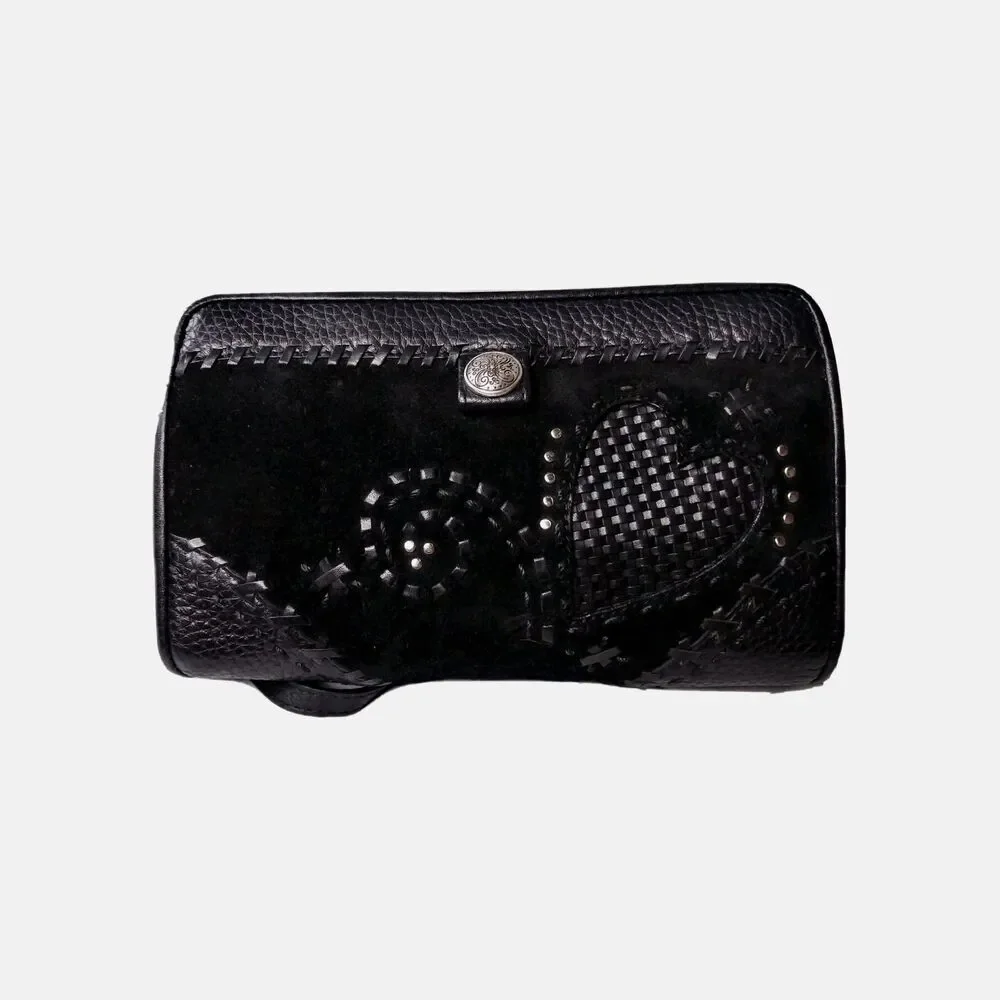 Brighton Clutch Purse Small Shoulder Bag Mini Leather Suede Black